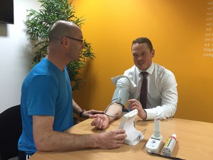 Each workplace wellness consultation includes an assessment of key measurements including blood pressure, body fat, BMI, lung function, blood glucose, blood cholesterol and cardiac risk
