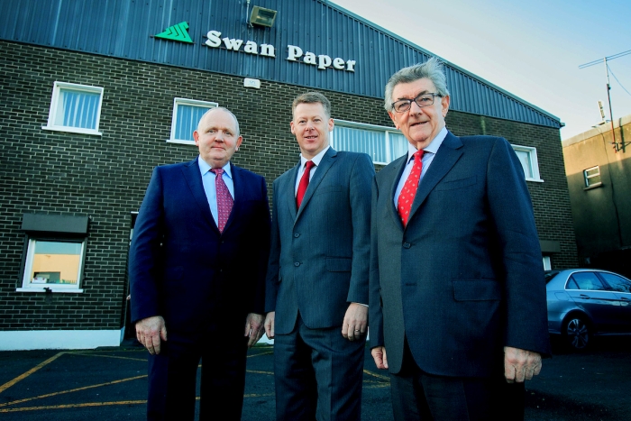 (L to R) Brian McArdle (COO of Swan), Eoin Heagney MD Antalis Ireland & Tony Swan (current Swan CEO)