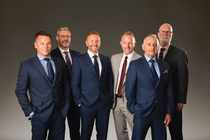 (l-R) Warren Colby, Michael Nelson, John Ellis, Mark Bryce, John Watson and Paul Dawson